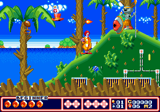 McDonald's Treasure Land Adventure (Genesis) screenshot: Nice, sunny, cheerful outdoors level with spitting plants