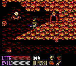 Wizards & Warriors III: Kuros - Visions of Power (NES) screenshot: Deep in a cavern
