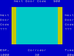 Corridors of Genon (ZX Spectrum) screenshot: Inserting correct code at the last door which leads to the brain computer.
