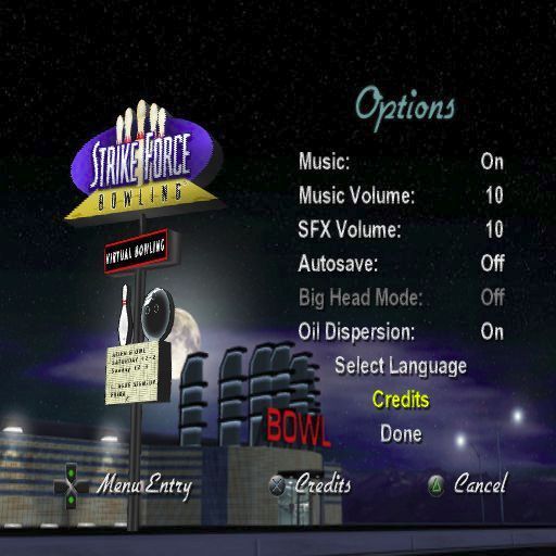 Strike Force Bowling (PlayStation 2) screenshot: There aren't many game customisation options