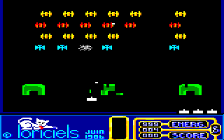 Billy la Banlieue (Amstrad CPC) screenshot: Playing the Invaders...