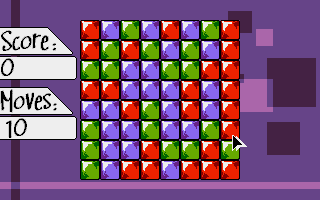Kolmik: Deluxe Edition (Atari ST) screenshot: In "Squared Frenzy" mode, no rows are shifted, but stones next to each other are exchanged