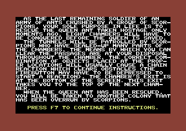 Fire Ant (Commodore 64) screenshot: Instructions (1)