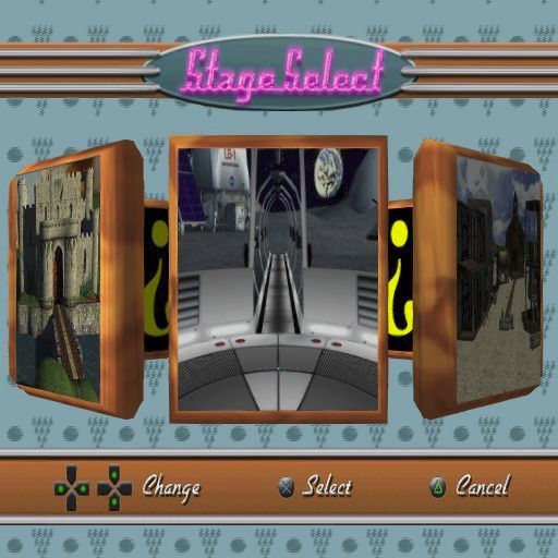 Strike Force Bowling (PlayStation 2) screenshot: This is the alley selection screen. There are six themed lanes ranging from ancient Egypt, where the game is thought to have its roots, through to this Lunar lane