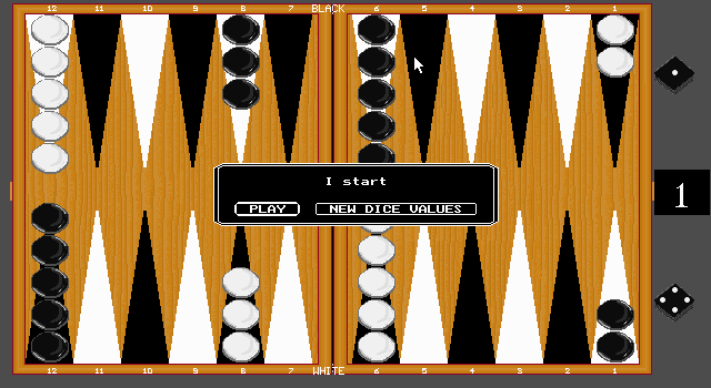 Intelligent Strategy Games 10 (DOS) screenshot: Backgammon, ho!