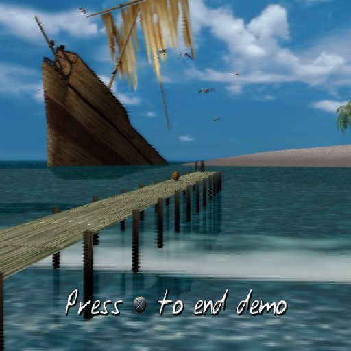 Strike Force Bowling (PlayStation 2) screenshot: The tropical island lane is set on a pier