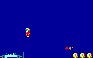 Pacific (Amstrad CPC) screenshot: Hi, medusa (surfing the upper ocean water)...
