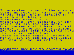 Faust's Folly (ZX Spectrum) screenshot: Faust's Folly story page 4