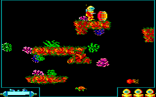 Pacific (Amstrad CPC) screenshot: Pushing the dynamite...