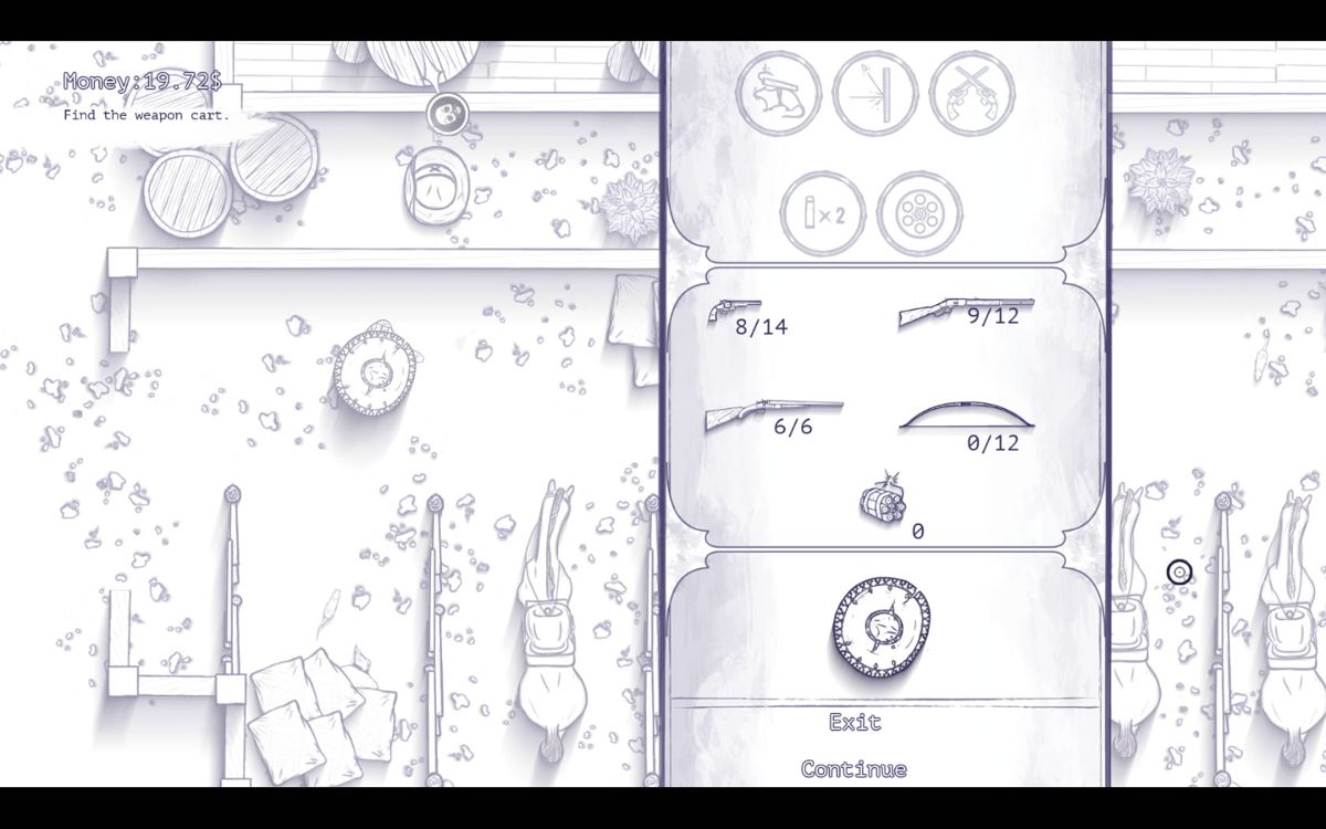 12 is Better Than 6 (Windows) screenshot: Checking on the available ammo and dynamite.