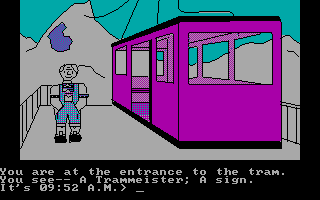 The Alpine Encounter (PC Booter) screenshot: I need a ticket to get on this tram.