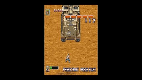 Capcom Classics Collection: Reloaded (PSP) screenshot: Mercs in its default aspect ratio