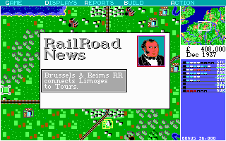 Sid Meier's Railroad Tycoon (DOS) screenshot: One of my rivals has connected two more cities.