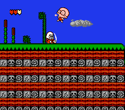 Bonk's Adventure (NES) screenshot: Hit by an enemy