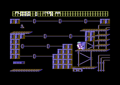 Beer Belly Burt's Brew Biz (Commodore 64) screenshot: Burt loses a life