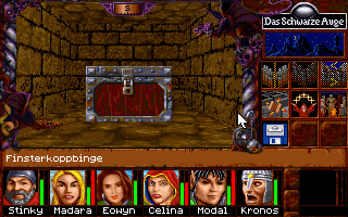 Realms of Arkania: Star Trail (DOS) screenshot: The interface changes in the dungeons