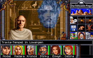 Realms of Arkania: Star Trail (DOS) screenshot: A miracle granted by the god Travia