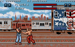 Street Fighter (Atari ST) screenshot: Getting hits from joe.