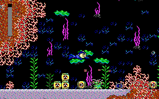 Mega Man 3: The Robots are Revolting (DOS) screenshot: Underwater exploring in Shark Man's stage