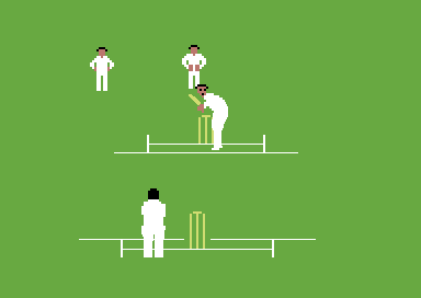 Graham Gooch's Test Cricket (Commodore 64) screenshot: Bowling to the batsman.