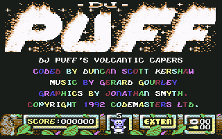 DJ Puff (Commodore 64) screenshot: Title screen and credits