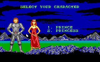 Castle Master (DOS) screenshot: Character select (EGA)