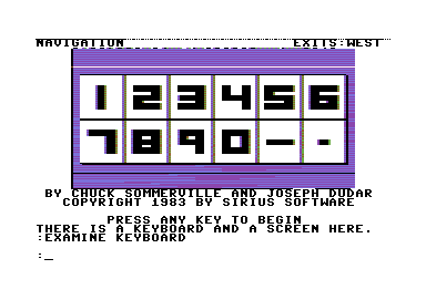 Gruds in Space (Commodore 64) screenshot: Looking at the keyboard in the first room