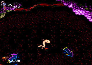 Earthworm Jim 1 & 2: The Whole Can 'O Worms (DOS) screenshot: Flying salamander