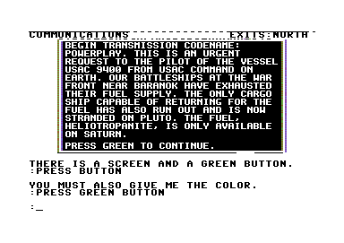 Gruds in Space (Commodore 64) screenshot: Mission reminder