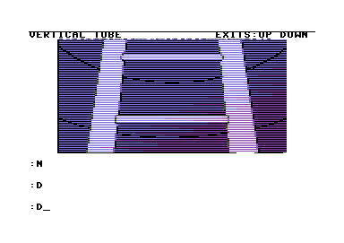 Gruds in Space (Commodore 64) screenshot: A crucial ladder