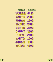 Clear Out (J2ME) screenshot: High scores
