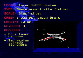 Star Wars Arcade (SEGA 32X) screenshot: X-Wing Info
