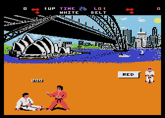World Karate Championship (Atari 8-bit) screenshot: Scenery 1 - Australia