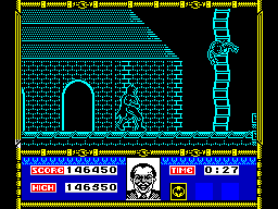 Batman (ZX Spectrum) screenshot: On the roof of the cathedral.