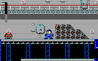 Mega Man 3: The Robots are Revolting (DOS) screenshot: Mega Man vs. a Met