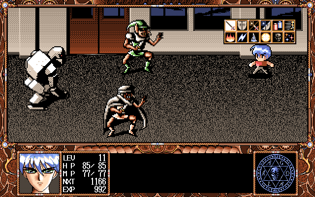 Maryū Gakuen: Nerawareta Shitai (PC-98) screenshot: Mid-level menacing dudes