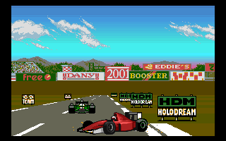 F17 Challenge (Amiga) screenshot: Spain - after the collision with green car