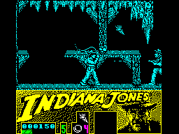 Indiana Jones and the Last Crusade: The Action Game (ZX Spectrum) screenshot: Against a man with a gun.