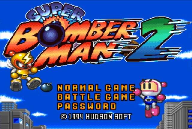 Super Bomberman 2 (SNES) screenshot: Title Screen/Main Menu