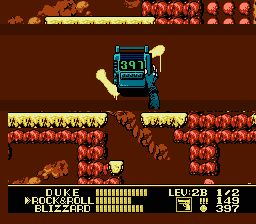 G.I. Joe: A Real American Hero (NES) screenshot: Planting the bomb (which is already ticking)