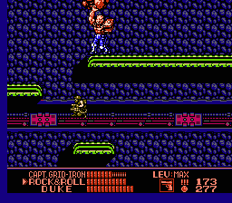 G.I. Joe: A Real American Hero (NES) screenshot: The boss at the end of the level 4 maze -- Road Pig