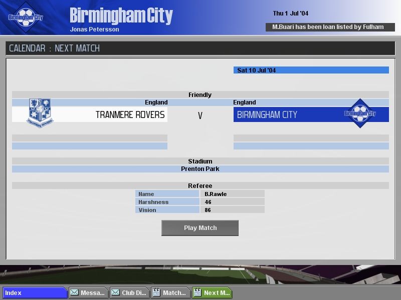 LMA Professional Manager 2005 (Windows) screenshot: Next match