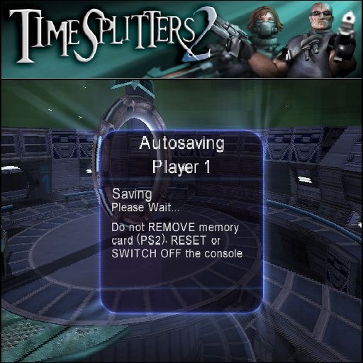 TimeSplitters 2 (PlayStation 2) screenshot: Whenever the player completes a mission and returns to the main menu the game auto saves progress