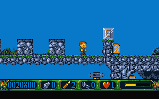 Nicky 2 (DOS) screenshot: This ladder is hidden...