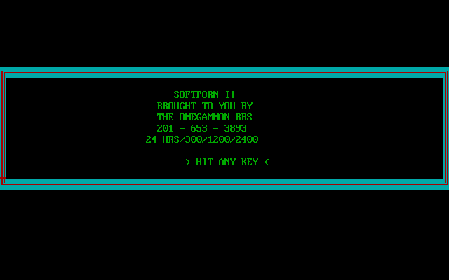 Softporn II (DOS) screenshot: Title screen