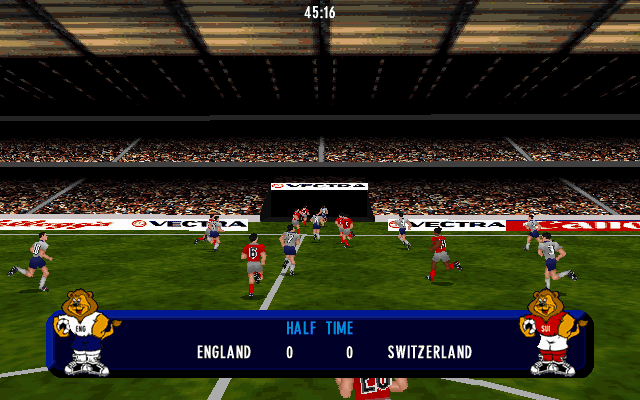 UEFA Euro 96 England (DOS) screenshot: Half time score