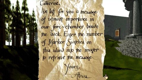 Myst (PSP) screenshot: a letter to Catherine