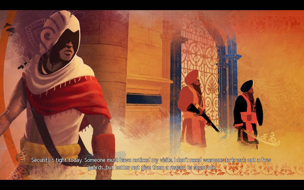 Assassin's Creed Chronicles: India (Windows) screenshot: Assassin Arbaaz Mir is introduced in the introduction sequence.