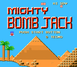 Mighty Bombjack (NES) screenshot: Title screen
