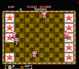 Mendel Palace (NES) screenshot: Don't... touch... my... stars!!